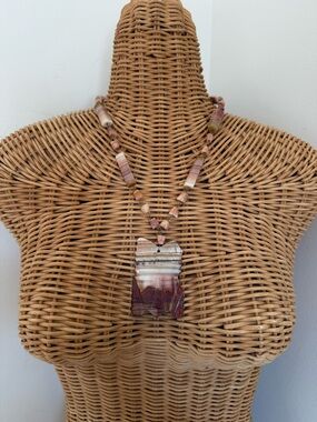 Pink and Cream Natural Stone Pendant Necklace